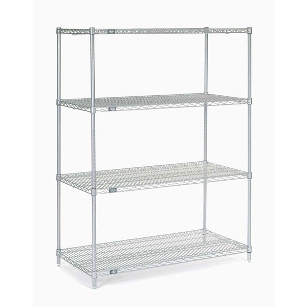 Nexel 5 Tier Stainless Steel Wire Shelving Starter Unit, 48W x 24D x 63H 24486S5